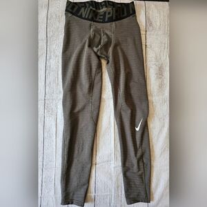 Nike Pro Men's Size Medium Running Tights Compression Pants Army Green Active